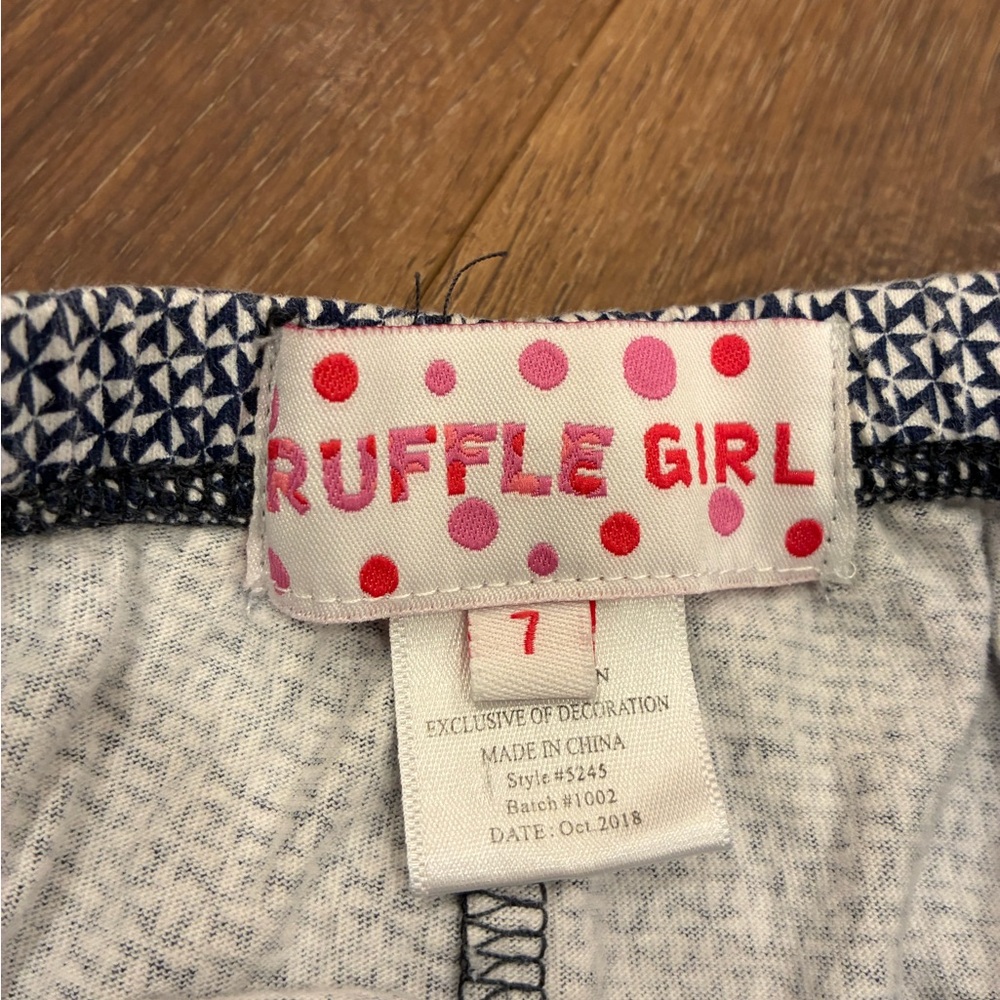 Ruffle Girl Blue White Ruffle Pants Bottoms Flare Wide Size 7 Girl - Picture 9 of 10